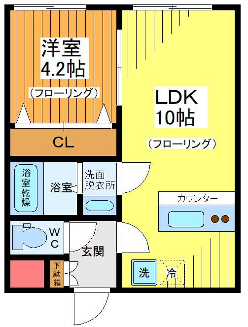 ブルドックフランセコマザワ(1LDK/4階)の間取り写真