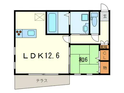 ウィンディアII(1LDK/1階)の間取り写真
