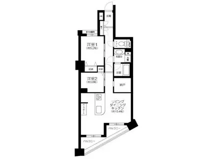 ジェイパーク御苑内藤町(2LDK/9階)の間取り写真