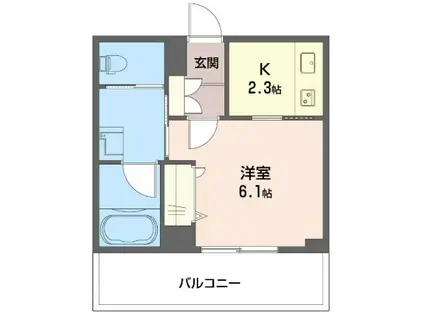 プラムB・L(1K/2階)の間取り写真