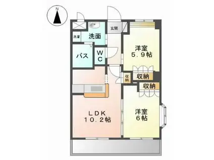 アサヒ2011(2LDK/2階)の間取り写真