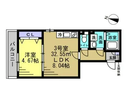メゾン・ド・PLUM蘇我(1LDK/3階)の間取り写真