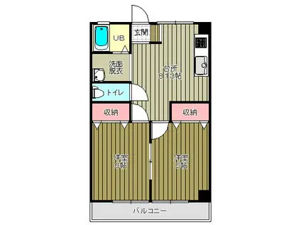 ジョイフル幸町(2DK/3階)の間取り写真