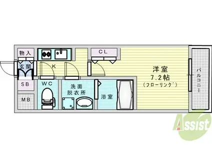 S-RESIDENCE新大阪ウエスト(1K/7階)の間取り写真