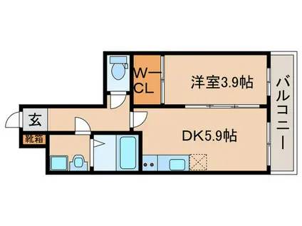 フィアスコート梅小路(1DK/5階)の間取り写真
