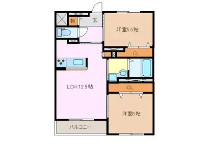 SUCRE(2LDK/3階)の間取り写真