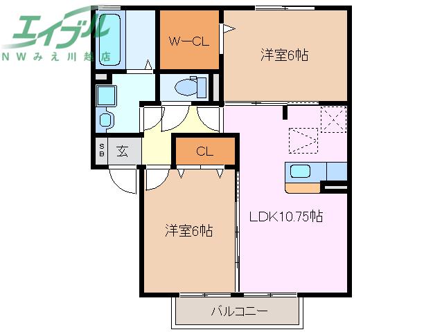 サンパティーク(2LDK/1階)の間取り写真