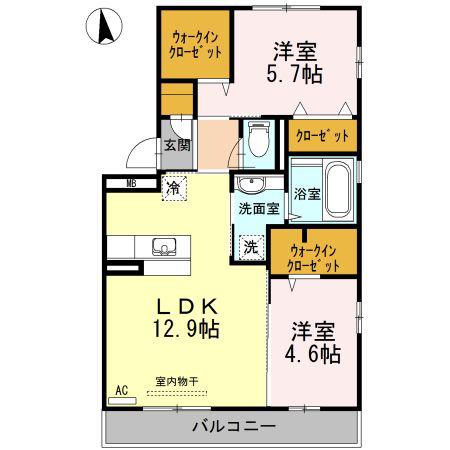 黒石ヒルズ(2LDK/2階)の間取り写真