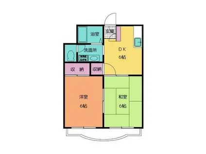 ロイヤルパレスT&K(2DK/2階)の間取り写真