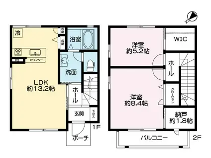ベラヴィスタ稲丘(2SLDK/2階)の間取り写真