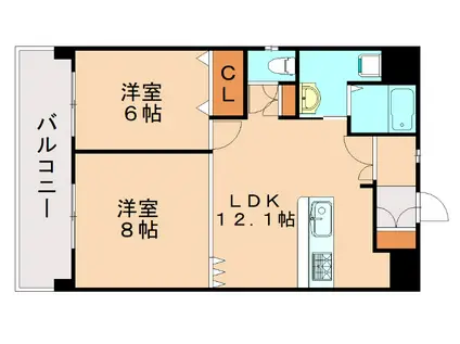 フロントリブ(2LDK/2階)の間取り写真