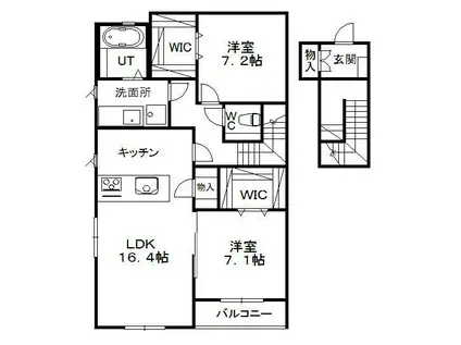 ヒルズレジデンシャルB(2LDK/2階)の間取り写真