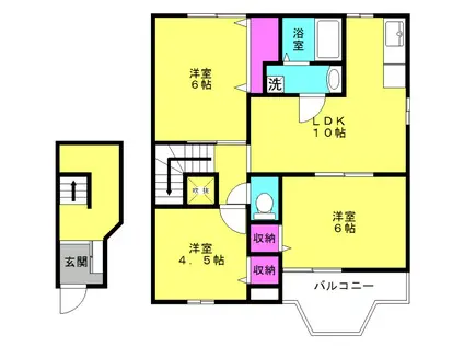フォレストII(3LDK/2階)の間取り写真
