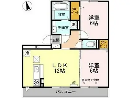 NOVEL COURT IMAISE A棟(2LDK/1階)の間取り写真