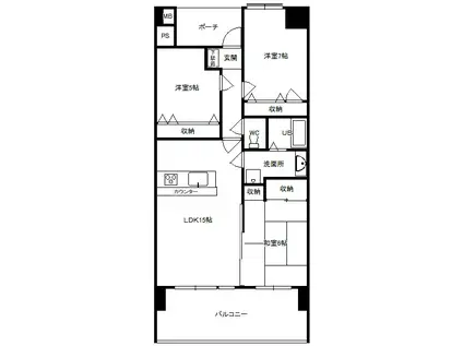 サーパス若宮(3LDK/1階)の間取り写真