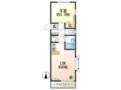 クレストヒルズ久が原駅前(1LDK/1階)の間取り写真