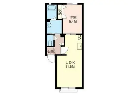 サマンサB(1LDK/1階)の間取り写真