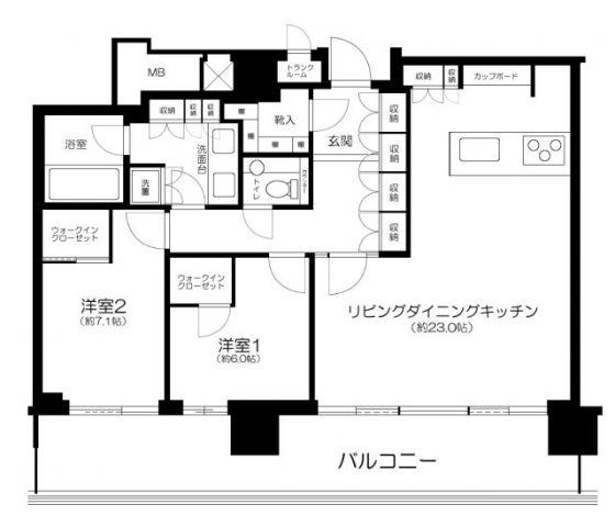 パークコート浜離宮ザタワー(2LDK/35階)の間取り写真