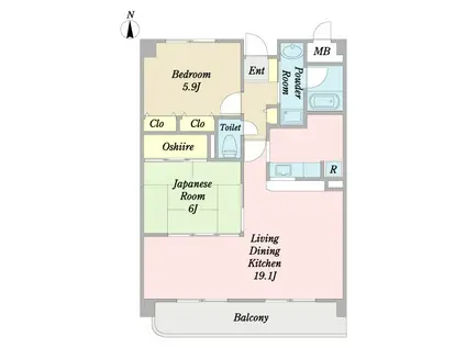 クレール新金岡(2LDK/2階)の間取り写真