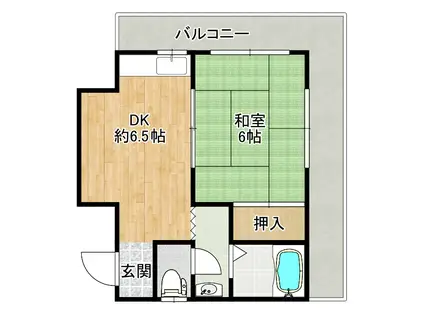 K-FLATS九条南(1DK/4階)の間取り写真