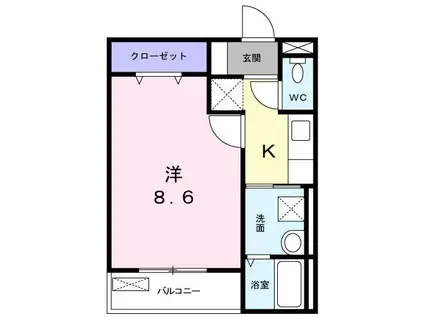 ホメ ミノアカ(1K/2階)の間取り写真