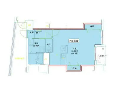 TASSO長町南(ワンルーム/2階)の間取り写真