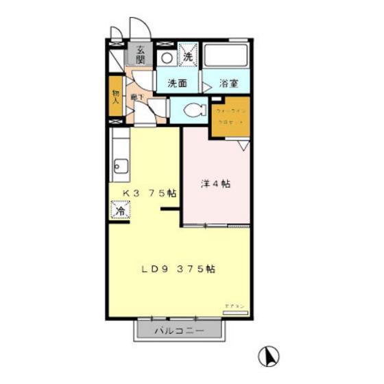 SKモナリエ(1LDK/2階)の間取り写真
