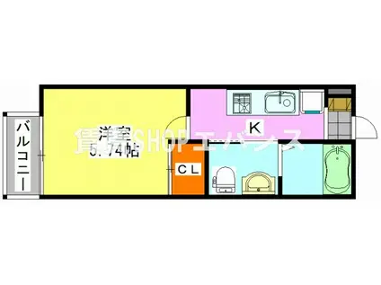 津田沼ヒルズ(1K/1階)の間取り写真