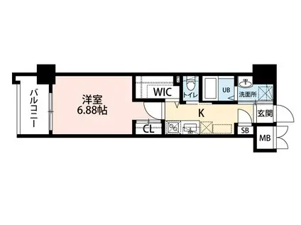 ウイングス到津の森(1K/13階)の間取り写真