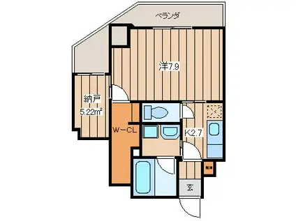 プレステージS(1SK/3階)の間取り写真