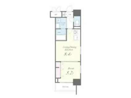 ルーツ新宿若松町(1LDK/8階)の間取り写真