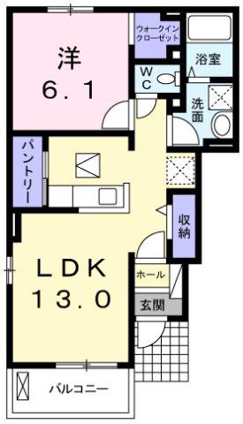 アネッサB(1LDK/1階)の間取り写真