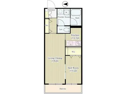 ソーシャルアベニュー上北沢(1LDK/1階)の間取り写真