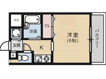 ロイヤルコンフォート梅光園(ワンルーム/1階)の間取り写真