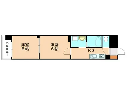 ラフィーネ到津学園通(2K/2階)の間取り写真