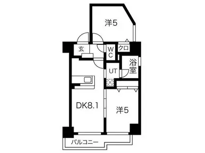 クラッセ北大前(2LDK/8階)の間取り写真