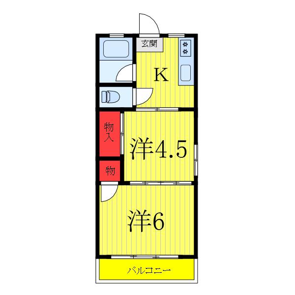 ムラカミ川口ビル(2K/4階)の間取り写真