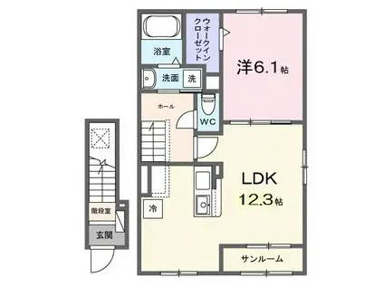 セレーネ(1LDK/2階)の間取り写真