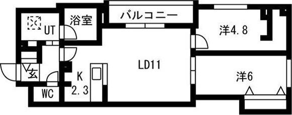LUCE SOLARE発寒(2LDK/3階)の間取り写真