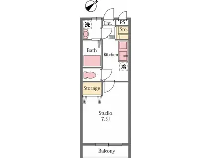 ディアコート御茶山(1K/1階)の間取り写真