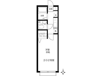 CASA VERDE(1K/1階)の間取り写真