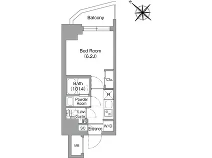 コンフォリア・リヴ横浜平沼(1K/7階)の間取り写真