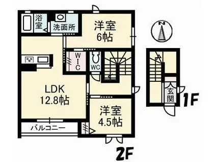 シャーメゾン月虹(2LDK/2階)の間取り写真