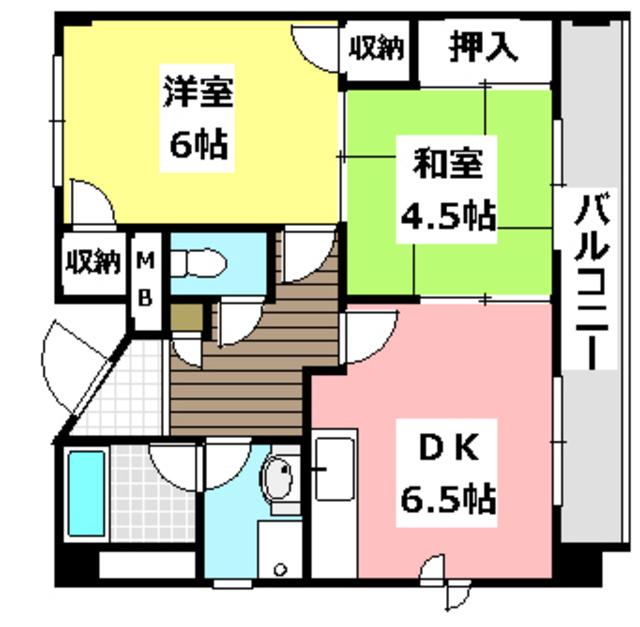 光栄ハイツ千里丘(2DK/1階)の間取り写真