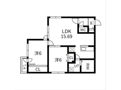 グラ フローレ(2LDK/3階)の間取り写真