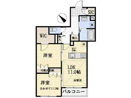 LAULEA COURT(2LDK/1階)の間取り写真