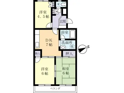 菊不二マンション(3DK/2階)の間取り写真