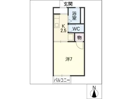 パークサイド富ヶ丘(1K/1階)の間取り写真