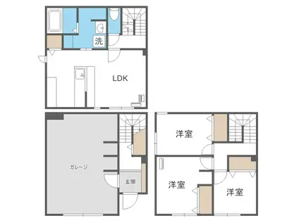 レガーメ手稲本町(3LDK/1階)の間取り写真