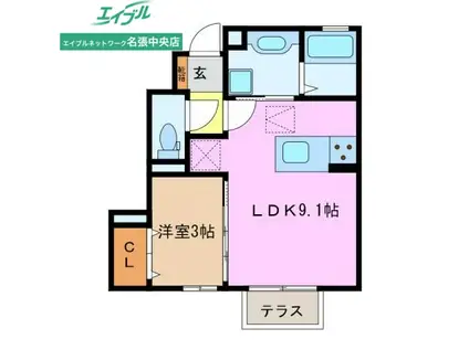 RESIDENCE蔵持(1LDK/1階)の間取り写真